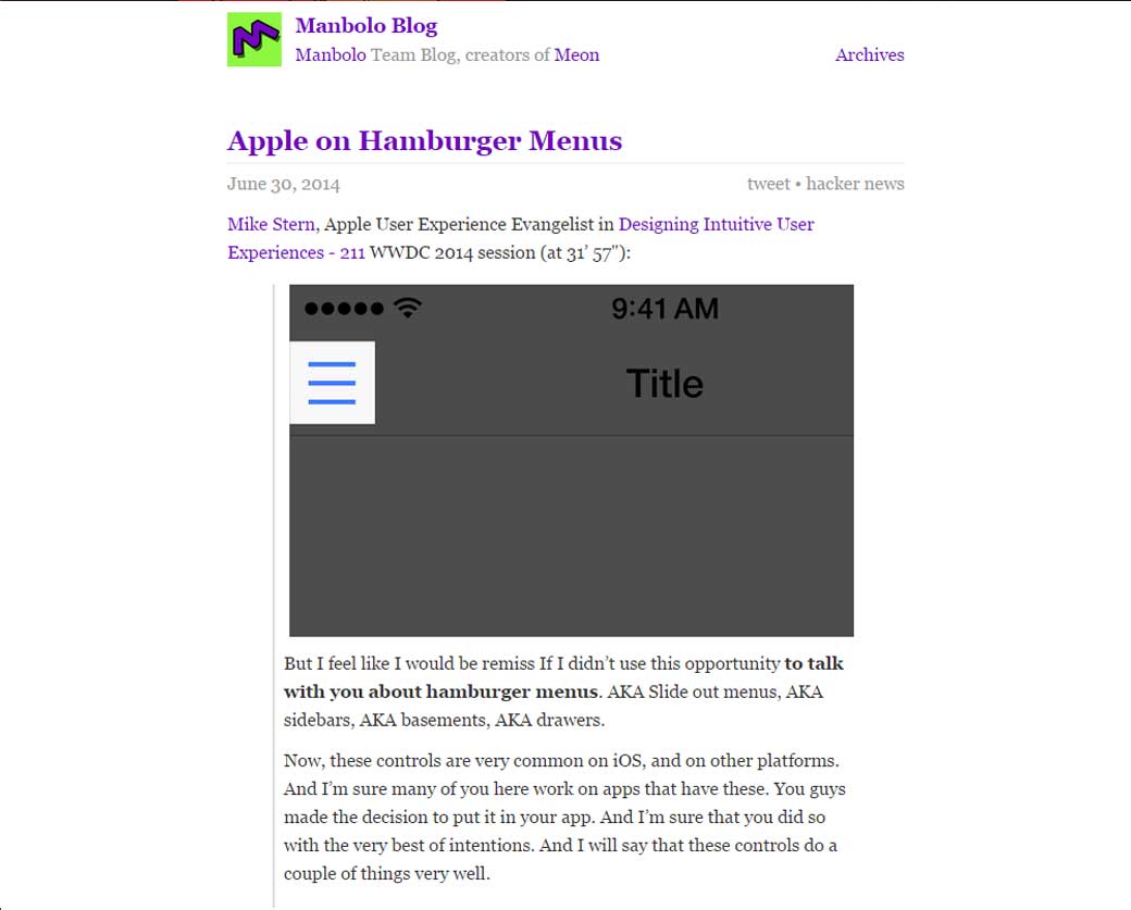 don’t use hamburgers menus on iOS.
