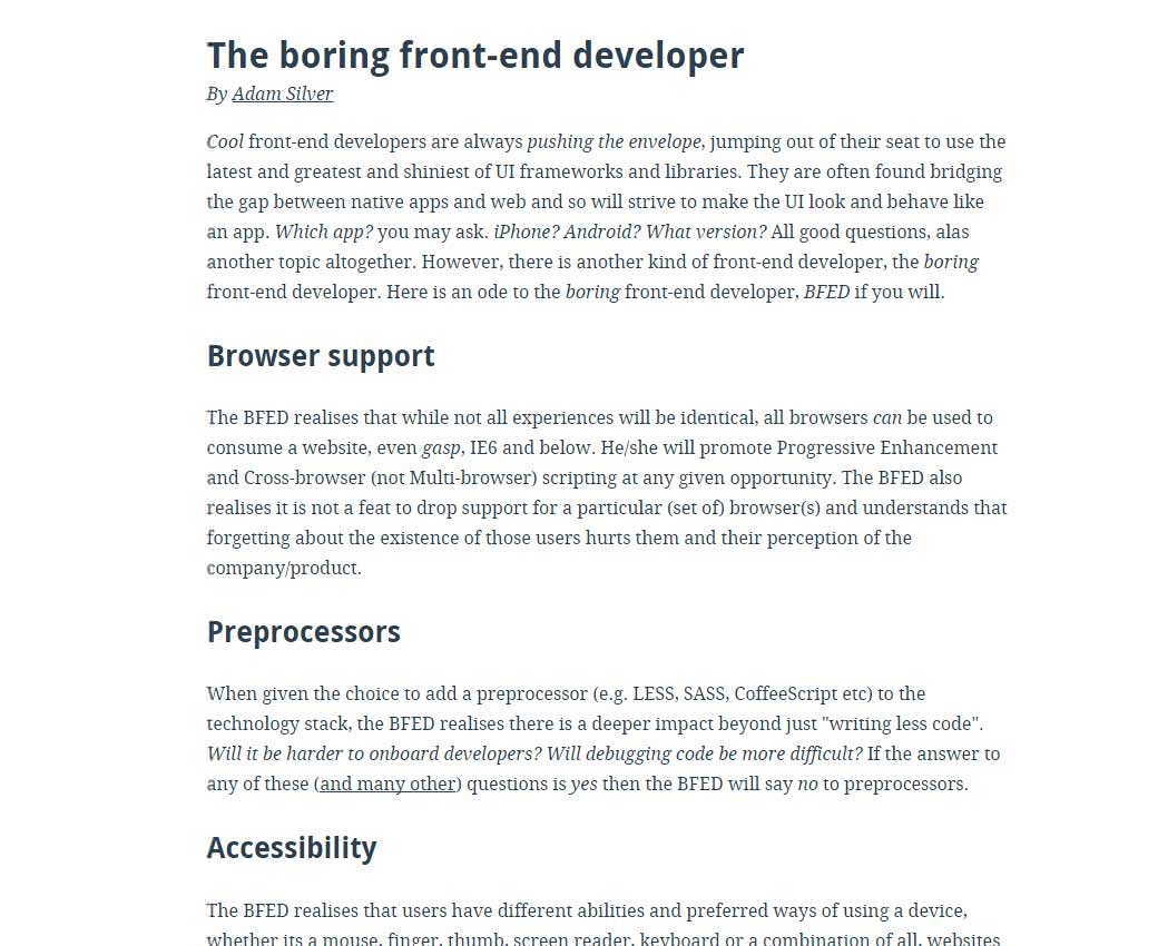 The boring front-end developer