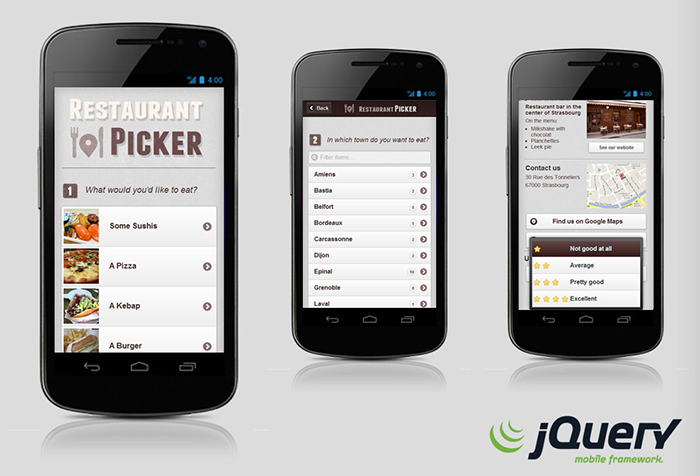 jQuery Mobile Restaurant Picker mini app jQuery Mobile Restaurant Picker mini app