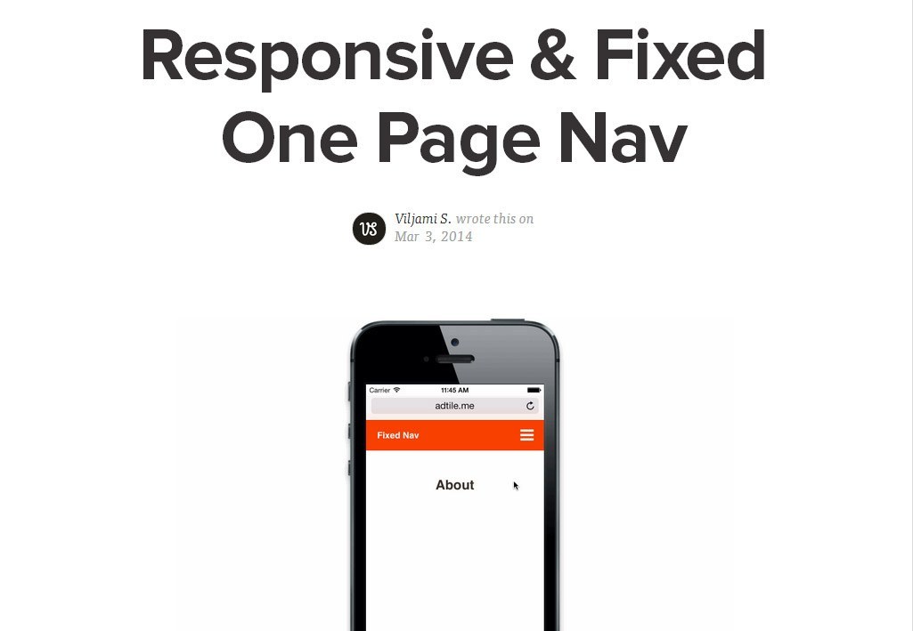 Responsive & Fixed One Page Nav