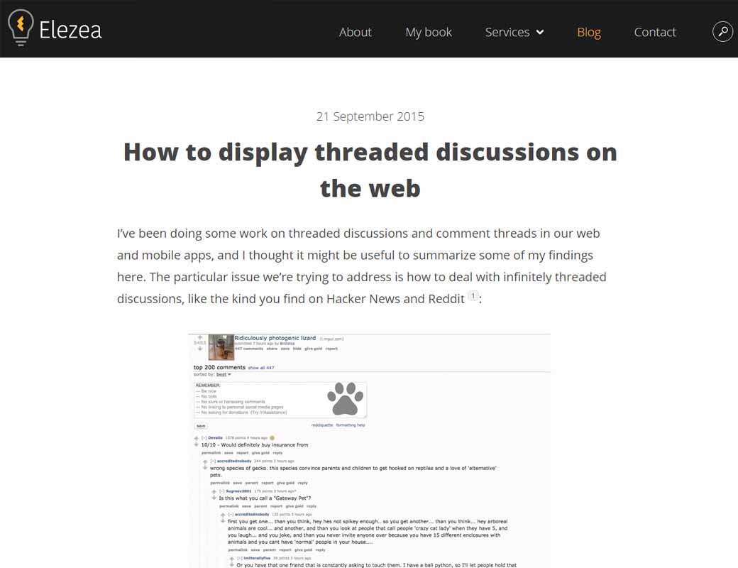 How to display threaded discussions on the web